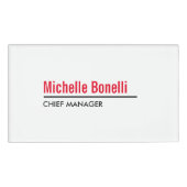 Professioneel, eenvoudig wit, modern naambadge (Voorkant)