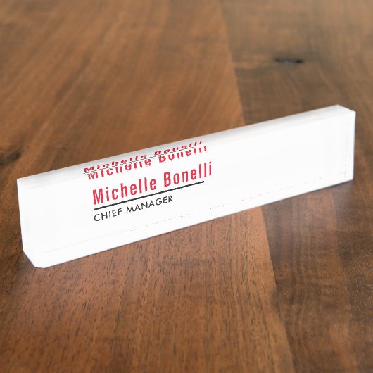 Professioneel, eenvoudig wit, modern naambordje (Zijkant)