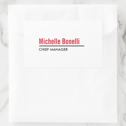 Professioneel, eenvoudig wit, modern rechthoekige sticker (Tas)