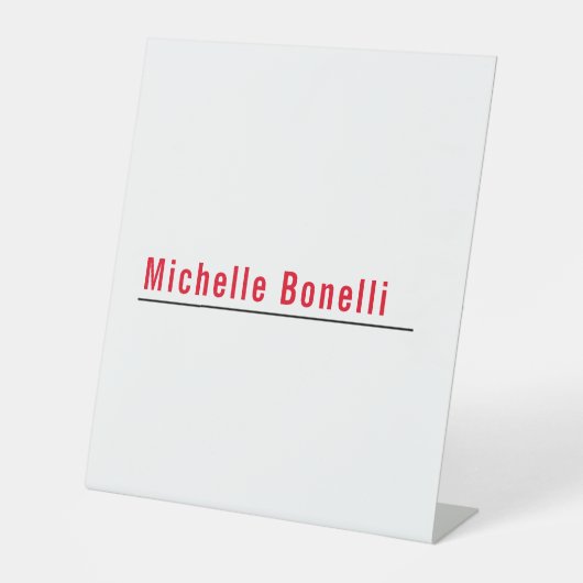 Professioneel, eenvoudig wit, modern reclamebord met voetstuk (Voorkant)