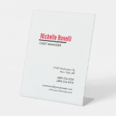 Professioneel, eenvoudig wit, modern reclamebord met voetstuk (Voorkant)