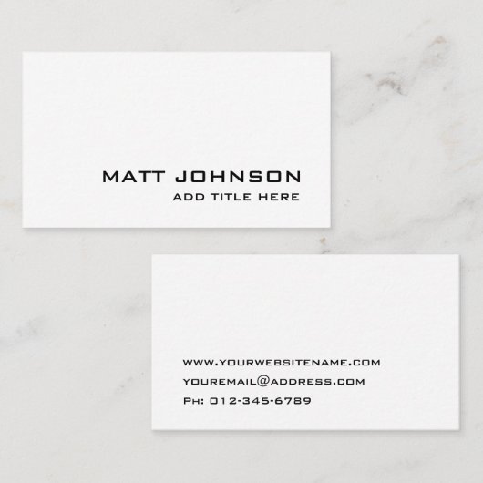 Professioneel, eenvoudig wit Visitekaartje (Voorkant / Achterkant)