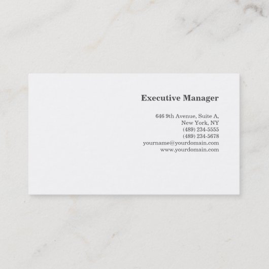 Professioneel, eenvoudig wit visitekaartje (Achterkant)