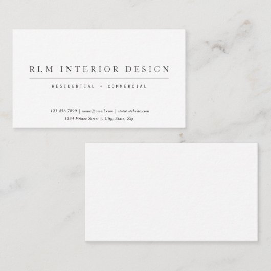 Professioneel, eenvoudig wit Visitekaartje (Voorkant / Achterkant)