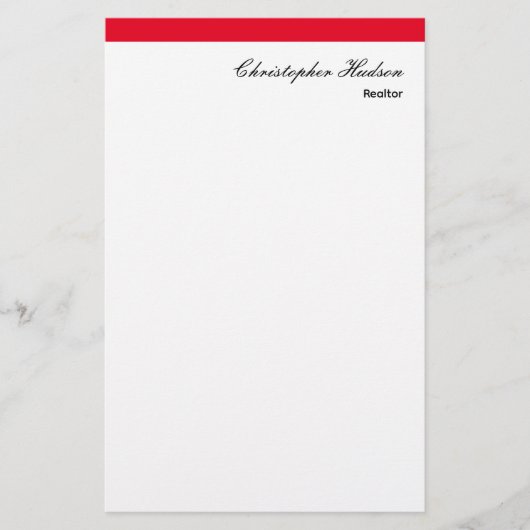 Professioneel Eenvoudig Zakelijk Vastgoed Rood Wit Briefpapier (Voorkant)