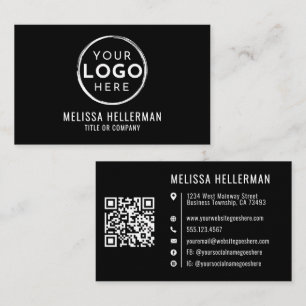 Professioneel Eenvoudig Zwart Bedrijfslogo QR-code Visitekaartje