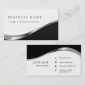 Professioneel, eenvoudig zwart en zilver visitekaartje (Voorkant / Achterkant)