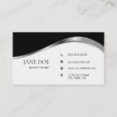 Professioneel, eenvoudig zwart en zilver visitekaartje (Achterkant)