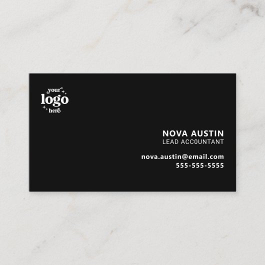 Professioneel eenvoudig zwart minimalistisch ontwe visitekaartje (Voorkant)