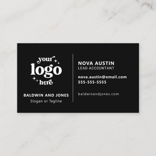 Professioneel eenvoudig zwart modern design met Lo Visitekaartje (Voorkant)