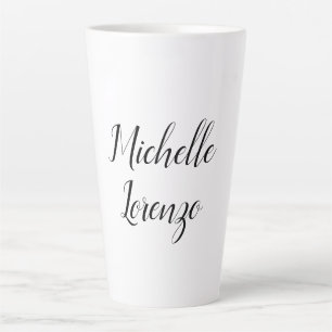 Professioneel, eenvoudig zwart-wit latte mok