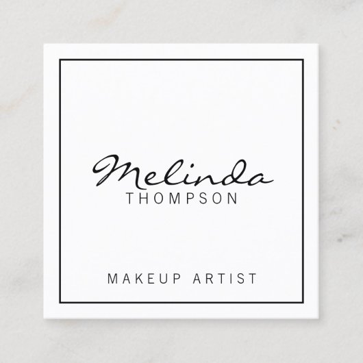 Professioneel, eenvoudig zwart-wit vierkante visitekaartje (Voorkant)