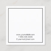 Professioneel, eenvoudig zwart-wit vierkante visitekaartje (Achterkant)