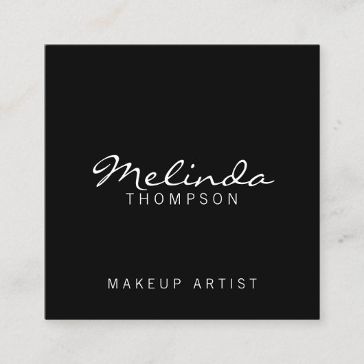 Professioneel, eenvoudig zwart-wit vierkante visitekaartje (Voorkant)