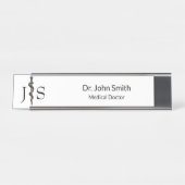 Professioneel, eenvoudig, zwart, zwart, wit bureau naambordje (Voorkant)