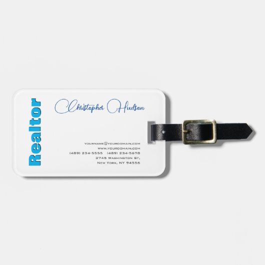 Professioneel Eenvoudige Makelaar Vastgoed Blauw W Bagagelabel (Voorkant horizontaal)