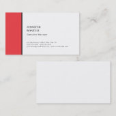 Professioneel effen minimalistisch modern rood wit visitekaartje (Voorkant / Achterkant)