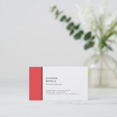 Professioneel effen minimalistisch modern rood wit visitekaartje (Staand voorkant)