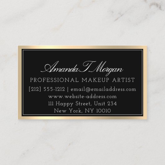 Professioneel, elastisch, zwart visitekaartje (Achterkant)