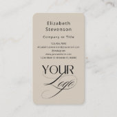 Professioneel Elegant Beige Aangepast Logo QR Code Visitekaartje (Voorkant)