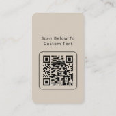 Professioneel Elegant Beige Aangepast Logo QR Code Visitekaartje (Achterkant)