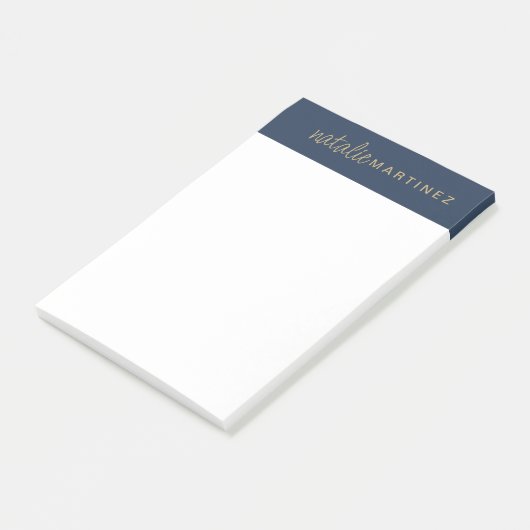 Professioneel Elegant Blauw Goud Gepersonaliseerd Post-it® Notes (Schuin)