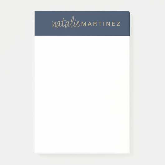 Professioneel Elegant Blauw Goud Gepersonaliseerd  Post-it® Notes (Voorkant)