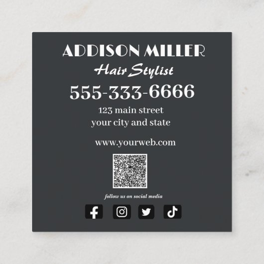 professioneel, Elegant, Bloemen Haarstylist QR-cod Contactkaartje (Achterkant)