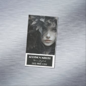 professioneel, Elegant, Bloemen Haarstylist QR-cod Magnetisch Visitekaartje (Voorbeeld)