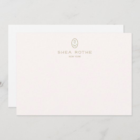 Professioneel Elegant Blush Roze Patroon Monogram Bedankkaart (Voorkant / Achterkant)