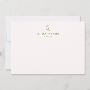 Professioneel Elegant Blush Roze Patroon Monogram Bedankkaart