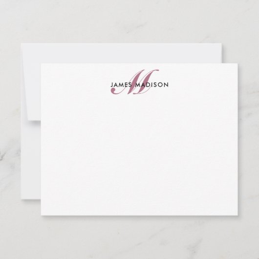 Professioneel Elegant Bourgondisch Rood Script Mon Notitiekaartje (Voorkant)