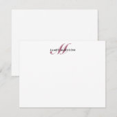 Professioneel Elegant Bourgondisch Rood Script Mon Notitiekaartje (Voorkant / Achterkant)