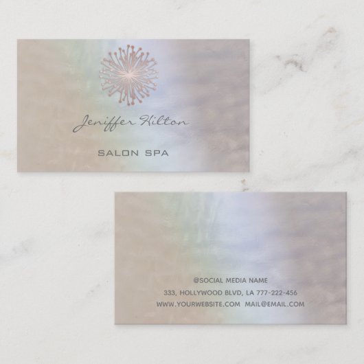 Professioneel elegant chic holographic dandelion visitekaartje (Voorkant / Achterkant)