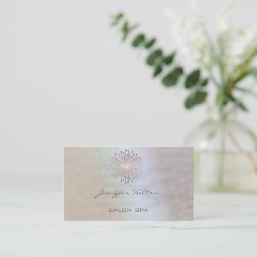 Professioneel elegant chic holographic dandelion visitekaartje (Staand voorkant)