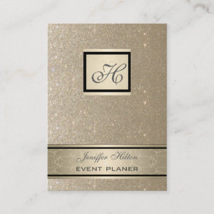 Professioneel elegant chic luxe glittery monogram visitekaartje