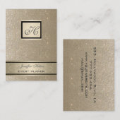 Professioneel elegant chic luxe glittery monogram visitekaartje (Voorkant / Achterkant)