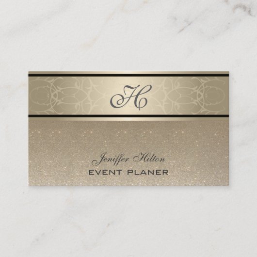 Professioneel elegant chic luxe glittery monogram visitekaartje (Voorkant)
