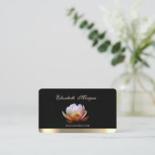 Professioneel Elegant Chique Lotus, Yoga Zwart Visitekaartje (Staand voorkant)