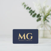 Professioneel Elegant Dark Navy Modern Visitekaartje (Staand voorkant)