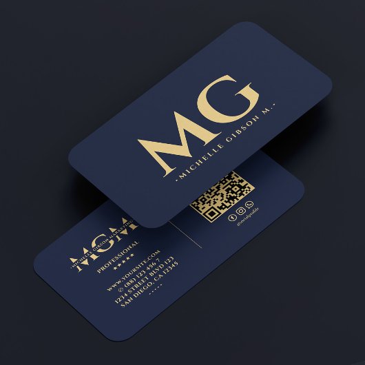 Professioneel Elegant Dark Navy Modern Visitekaartje