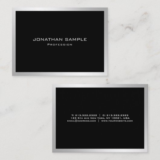 Professioneel Elegant Eenvoudig Gewoon Modern Zilv Visitekaartje (Voorkant / Achterkant)