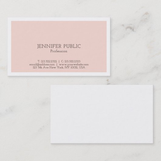 Professioneel elegant eenvoudig ontwerp Blush roze Visitekaartje (Voorkant / Achterkant)