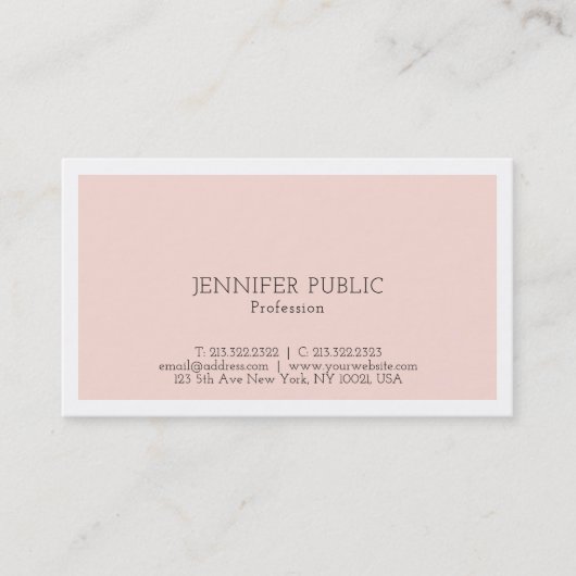 Professioneel elegant eenvoudig ontwerp Blush roze Visitekaartje (Voorkant)