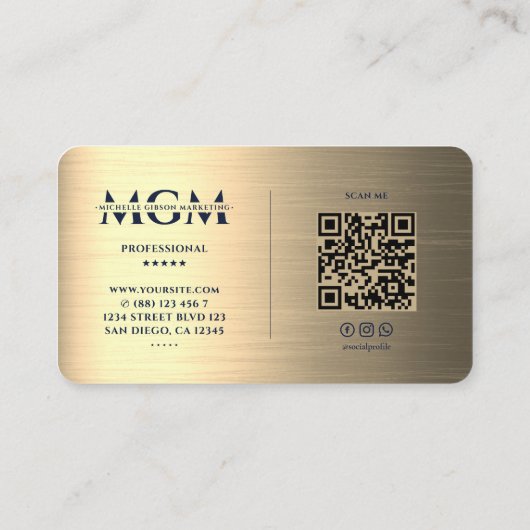 Professioneel Elegant Faux Gold Metallic Modern Visitekaartje (Achterkant)