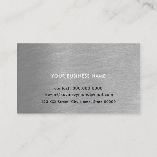 Professioneel Elegant Geborsteld Staal Grijs Visitekaartje (Achterkant)