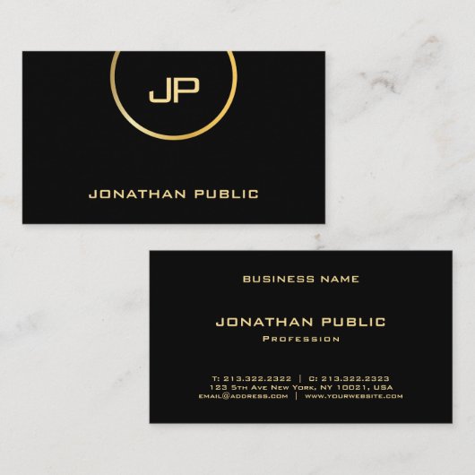 Professioneel Elegant Glam Gold Look Modern Premiu Visitekaartje (Voorkant / Achterkant)