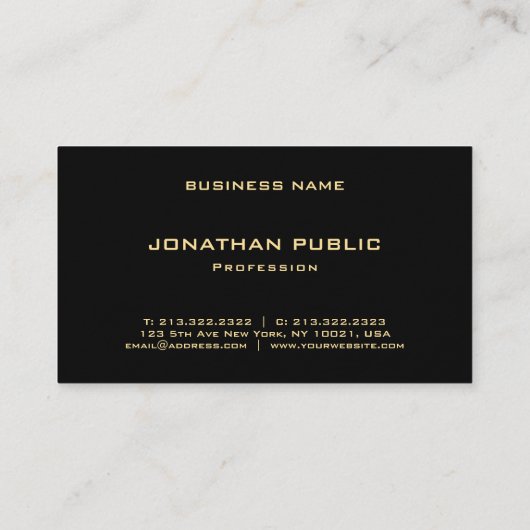 Professioneel Elegant Glam Gold Look Modern Premiu Visitekaartje (Achterkant)