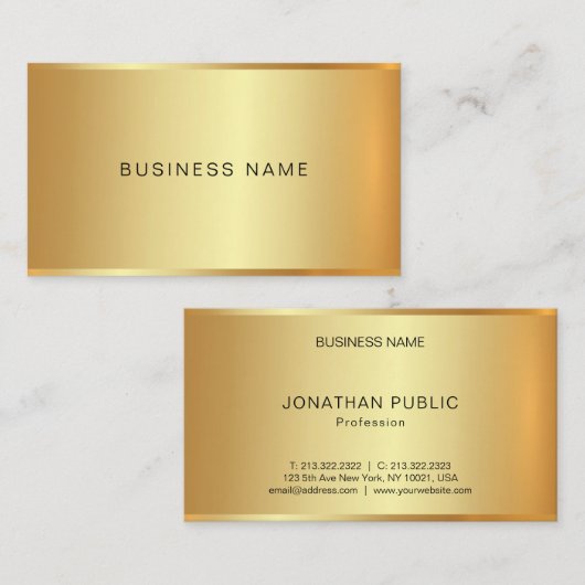 Professioneel elegant glamoureus Gold Modern Plain Visitekaartje (Voorkant / Achterkant)