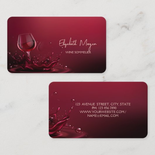 Professioneel elegant glas rood visitekaartje (Voorkant / Achterkant)